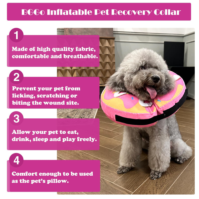 Inflatable Dog Cone, Dog Donut Collar for After Surgery, Soft Adjustable Blow up Dog E-Collar for Small Medium Large Dog and Cats Yellow/Pink Cream - PawsPlanet Australia