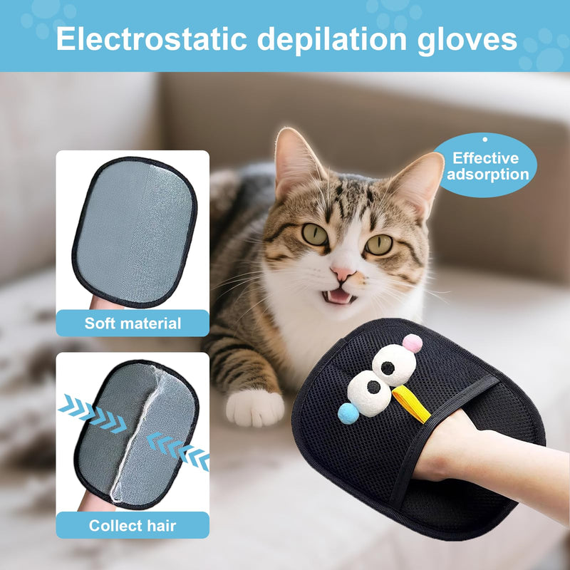Pet Hair Removal Gloves with 1 Pcs Carpet Brush for Pet Hair, 2025 New Reusable Cat & Dog hair Remover, for Couch, Furniture, Carpet, Curtain, Car Seat, Animal Fur Removal Tool - PawsPlanet Australia