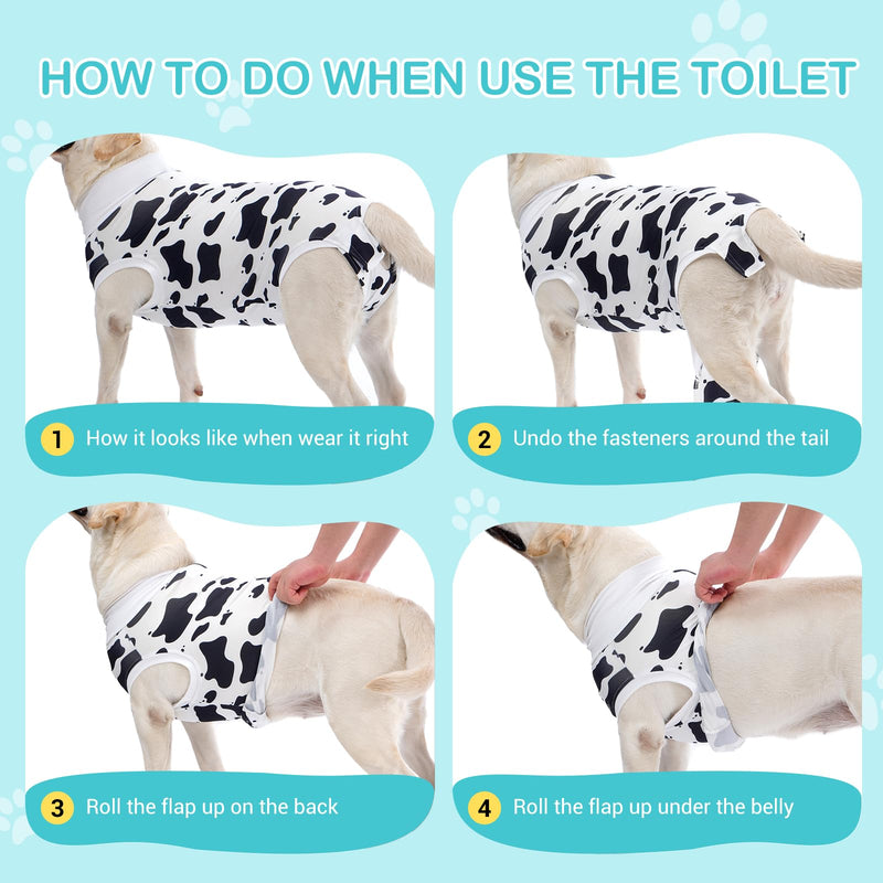 Avont Dog Recovery Suit, Surgery Shirt for Female Spay Male Neuter Skin Conditions, Surgical Onesie Bodysuit Prevent Licking Dog E Collar Cone Alternative -Cow (XL) XL Cow - PawsPlanet Australia
