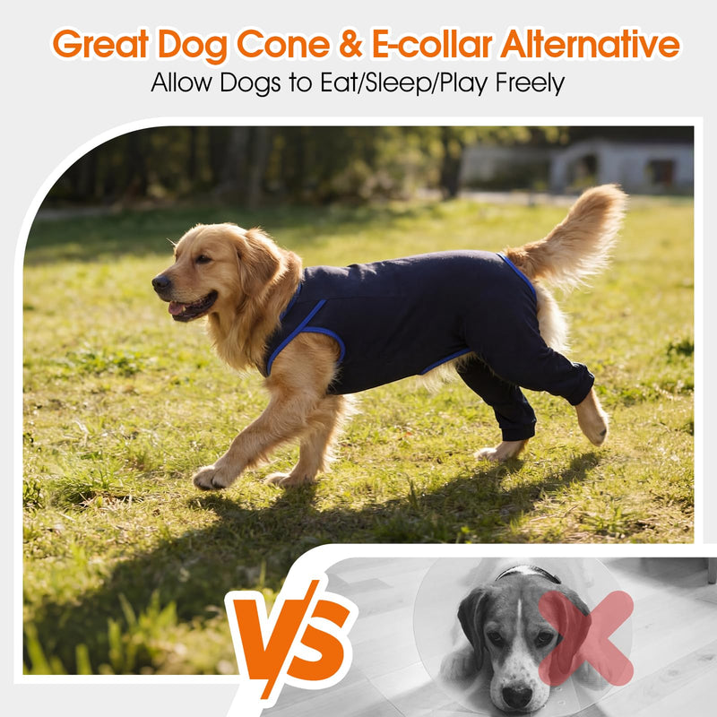 Dog Recovery Suit for Rear Legs,Dog Pants to Prevent Licking,Sleeve for Dogs Rear Legs Abdomen,Dogs Leg Sleeve to Stop Licking,Doggy Onesie for Surgery Female Male,Pet Cone Alternative 3XL Navy Blue