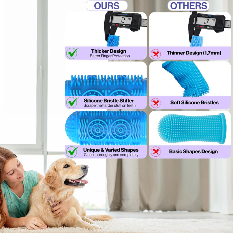 4-Pack Finger Toothbrush for Dogs, Silicone Dog Teeth Cleaning Kit Protects Gums (Multicolor) Multicolor