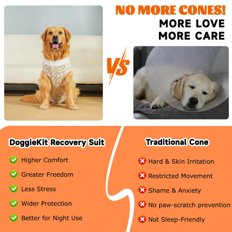 Dog Surgery Recovery Suit, Anti-Licking Postoperative Shirt for Female Spay Male Neuter, Breathable Onesie Soft Bodysuit for Abdominal Wound Skin Disease, Professional Alternative to Cone Cherry L