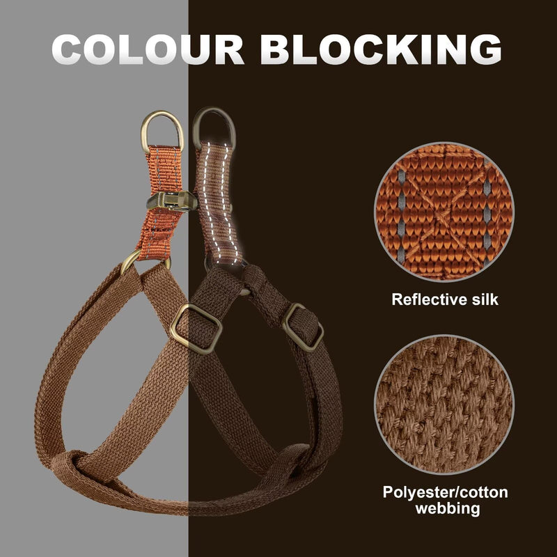 Didog Step in Dog Harness with Metal Buckles, Freedom Nylon Dog Halter Vests for Small Dogs Easy Walking Training(S:Chest 13-22", Brown) S: Chest 14-22", Fit 7-18 lbs - PawsPlanet Australia