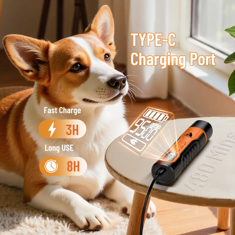 Electric Dog Nail Grinder: 5-Speed Quiet Dog Nail Trimmer with LED Light, Adjustable Safety Guard, Rechargeable Cordless Design for Small to Large Dogs & Cats(Orange) Orange