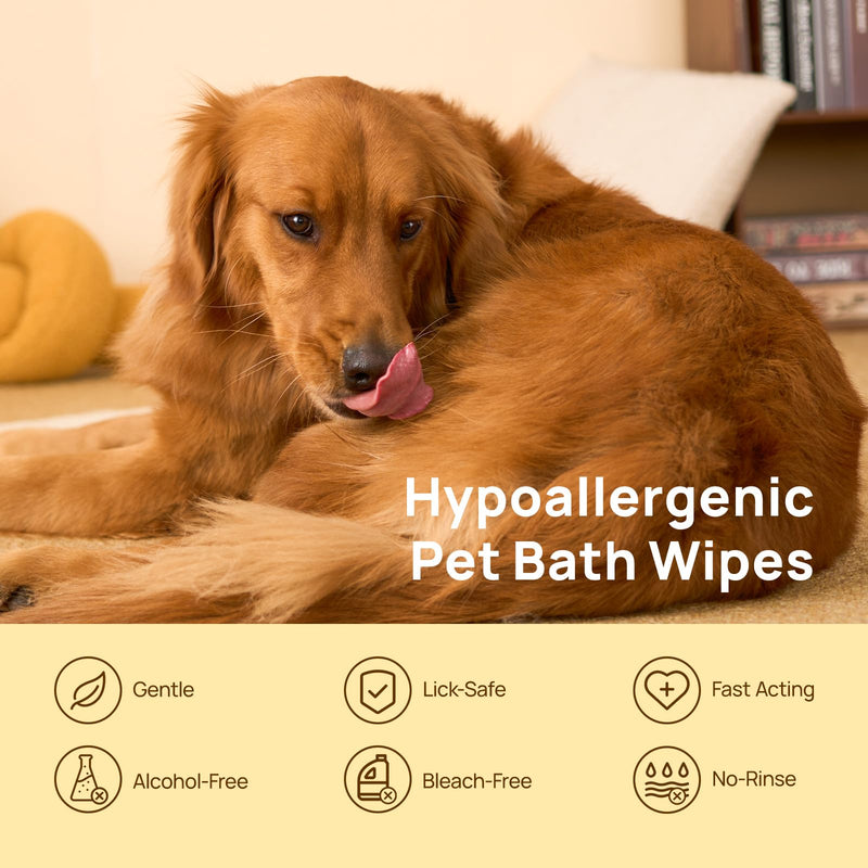 HICC PET Cleaning Deodorizing Glove Wipes for Dogs & Cats, Vet Recommended Hypoallergenic Hydrating & Nourish Fur Pet Grooming Glove Wipes, Pet Bathing Wipes for Horse Coat Care, 20pcs Rose Scent 20 PCS - PawsPlanet Australia