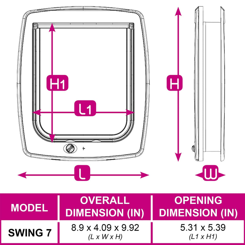 Ferplast Cat Flap Swing 7, Brown 4-Way Locking System w/ Magnetic Key