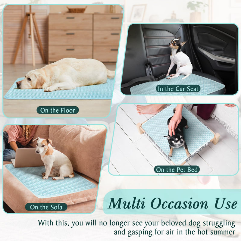 Upgraded Self-Cooling Dog Mat - Breathable Pet Cooling Pad for Dogs & Cats, Indoor & Outdoor Use, Washable Cooling Blanket for Comfort Blue L(39.4"Lx27.5"W) - PawsPlanet Australia