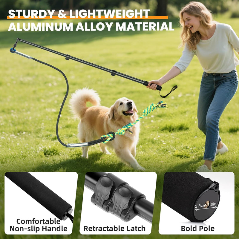 Upgraded Flirt Pole for Dogs - Extendable Dog Flirt Pole with Detachable Interactive Toys - Flirt Stick for Small Medium Large Dogs Training Playing Exercise, Reinforced Aluminum Alloy(Pole-40in Max) - PawsPlanet Australia