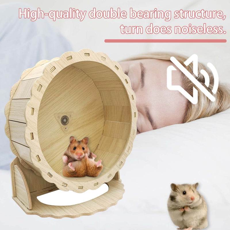 Hamiledyi Hamster Wheels Wooden Silent Running Wheel for Gerbil, Mice, Guinea Pigs Dwarf Syrian Hamster (9.05in) 9.05in