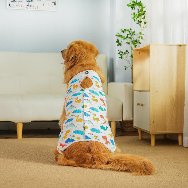 Dog Surgery Recovery Suit,Dogs Recovery Suits for Female and Male,Dog Surgical Suit,Surgical Vest for for Small Medium Large Dogs (White-dinosaur, XXL) White-dinosaur