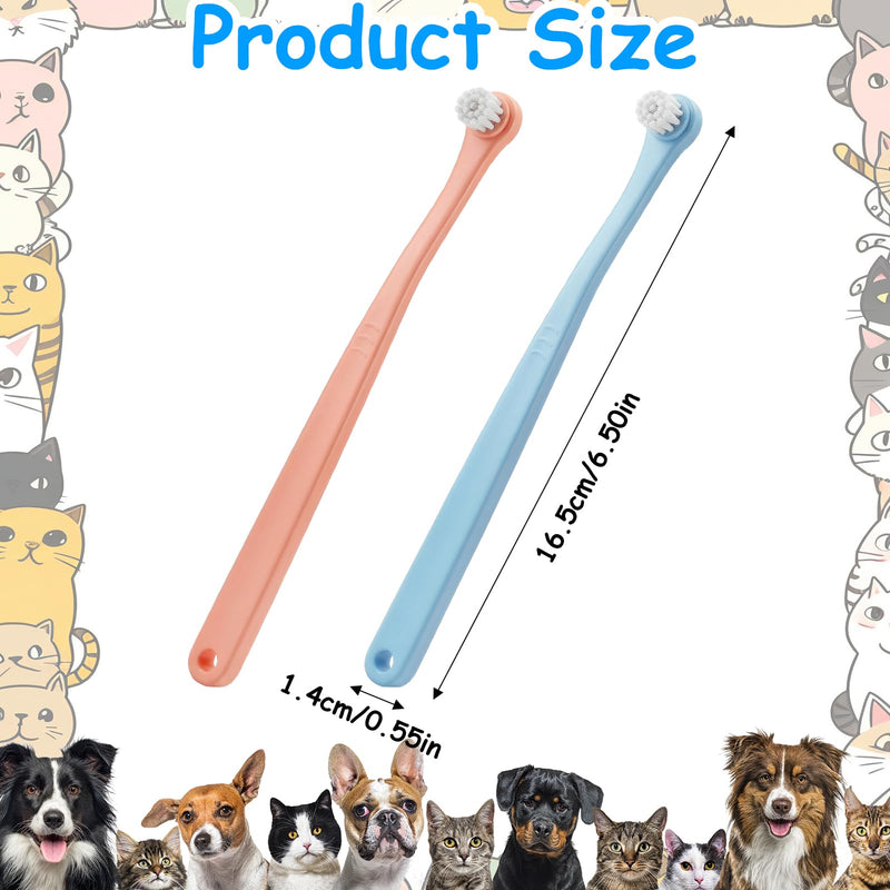 2PCS Small Dog Toothbrush, Micro Head Soft Cat Toothbrush, Kitten Tooth Brush for Easy Dental Cleaning Dental Care, Soft Bristles, Easy to Handle, Pink, Blue