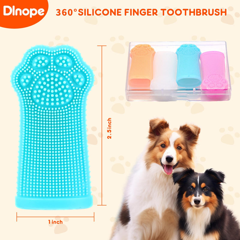 Dog Finger Toothbrush, 4-Pack Finger Toothbrush for Dogs, Upgraded Pet Tooth Brushing Kit, A Fun Dog Teeth Cleaning Tool That Also Doubles as A Gum Massage, Suitable for Medium and Large Dogs. - PawsPlanet Australia