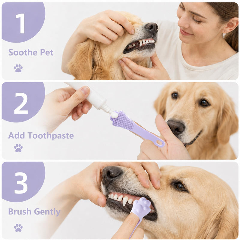 14 Pieces Dog Toothbrush Set, Silicone Finger Toothbrushes for Dogs and Cats, Double Brush, Reusable Teeth Cleaning Fingers Pads, Pet Dental Care Kit Oral Care, Portable Storage (14 Pieces) 14 Pieces