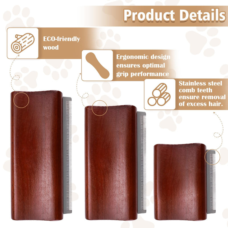 Wooden Dog Brush for Shedding, Deshedding Grooming Tool for Dogs Cats & Horses, Comb Removes Loose Dirt for Pets (Brown, S) Brown