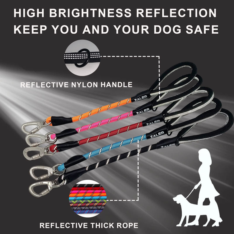 Short Dog Leash, 18 Inches Rope Traffic Leashes for Dogs, Reflective Dog Lead with O-ring, Heavy Duty Leash for Large and Medium Dogs (18'' Black) - PawsPlanet Australia