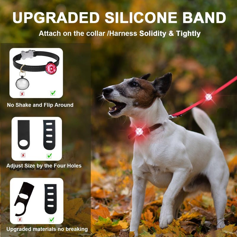2-Pack Dog Collar Lights for Nighttime Clip on, Yesbular 3 Modes Dog Leash Light, 100% Waterproof Dog Light Clip. Durable Silicone Band Dog Lights for Night Walking(Red). Red - PawsPlanet Australia
