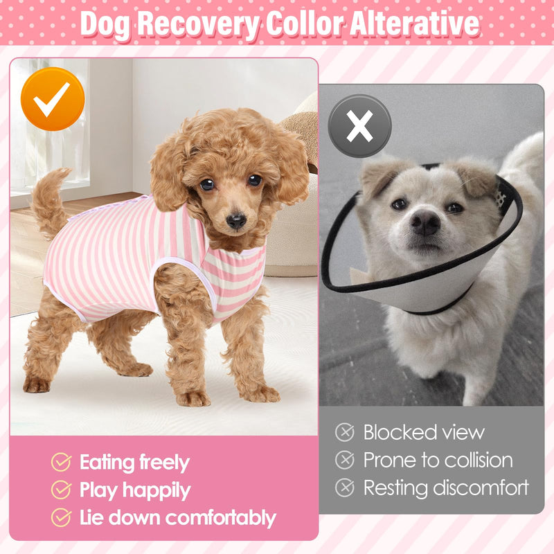 2 Packs Dog Surgery Recovery Suit Small Dogs Onesie for Surgery Female Male Dog Surgical Recovery Suit After Spayed Neuter Body Suit Anti-Licking Wounds Dog Cone Alternative Medium Pink Stripe/Black Plaid (2 Packs） - PawsPlanet Australia