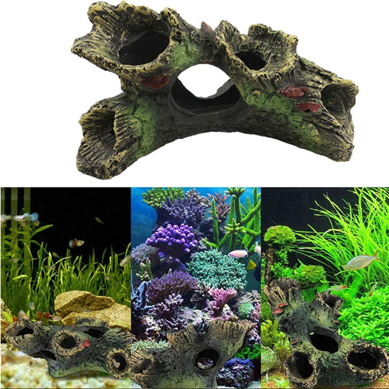 DoubleWood 2 PCS Decaying Trunk Aquarium Betta Fish Ornament Driftwood Resin Crafts Ornament for Aquarium Decoration Fish Tank Wood with Holes & Aquarium Caves Fish Tank Wood Decor - PawsPlanet Australia