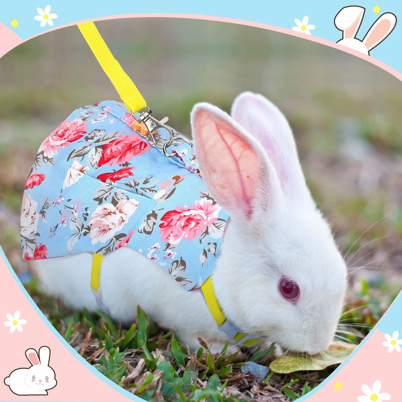 3 Piece Cute Rabbit Leash and Harness Set, Bunny Rabbit Dress Clothes Walking Harness Vest Escape Proof Pet Supply for Rabbit Hedgehog Ferret Guinea Pig (Pink Flower, Blue Flower, Daisy) Pink Flower, Blue Flower, Daisy - PawsPlanet Australia