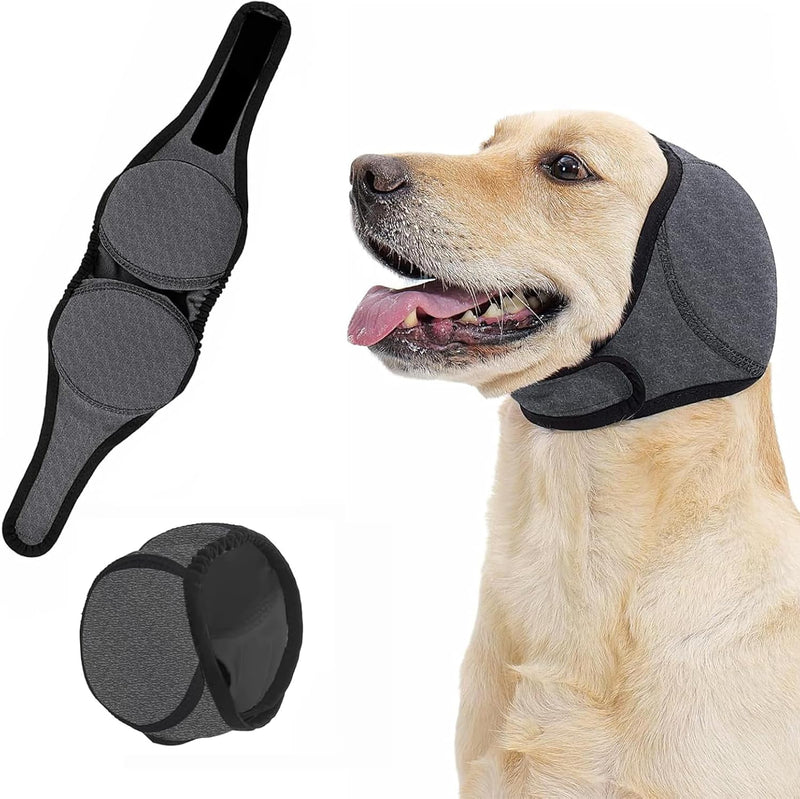 Dog Ear Defenders, Waterproof & Warm Dog Ear Protectors for Grooming, Bathing, Swimming, Adjustable Calming Noise-Reducing Dog Calming Hood (M) M(Head Circle:14"-19")