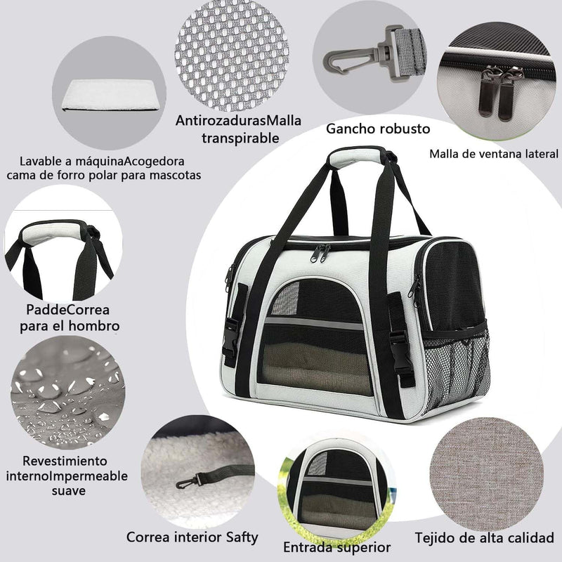 Soft Cat Backpack Carrier, Airline Approved Pet Carrier, Expandable Cat Backpack, Breathable Mesh Cat Travel Bag, Lightweight Vet Visit Carrier for Car Seat, 17 x 10 x 11 inches (Black-Grey) Black-Grey - PawsPlanet Australia