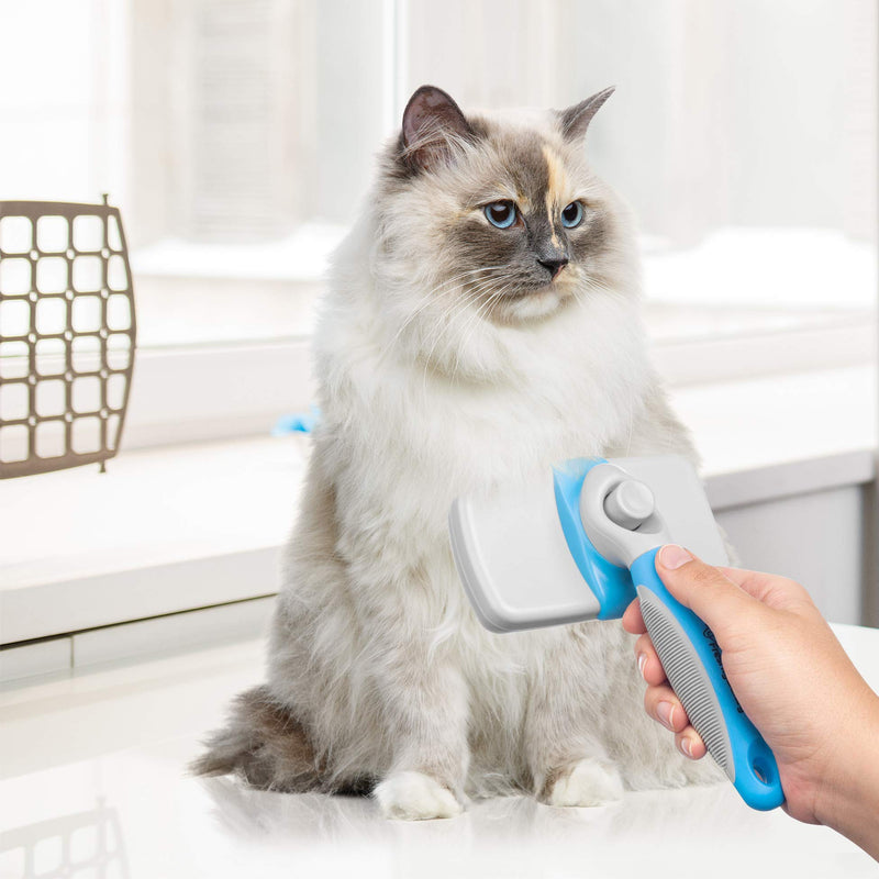Deshedding Tool For Short Hair - Self Cleaning Slicker Brush - Pet Comb For Cats and Dogs - PawsPlanet Australia