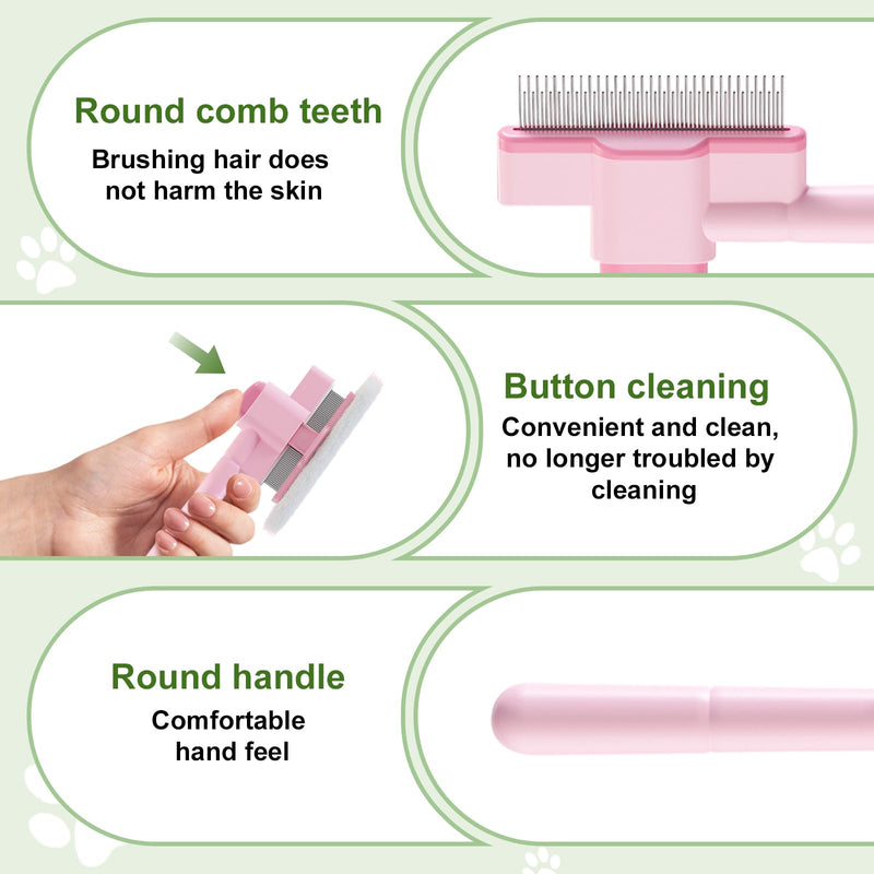 3PCS Flea Comb for Cats and Dogs with Pet Hair Remover Glove, Portable Pet Grooming Kit with a Release Button, Flea Removal Brush, Deshedding Glove for Shedding, For Pet Massage and Shed Hair Removal - PawsPlanet Australia