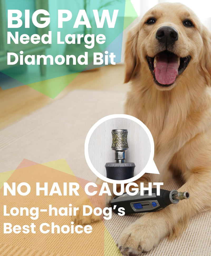 Diamond Dog Nail Grinder Attachment, Diamond Rotory Bit for Dogs&Pets Nail Care, Made for Dremel Grinder for Animals Nail Care & Home Grinder Tools, Retriever, Fast-grit - PawsPlanet Australia