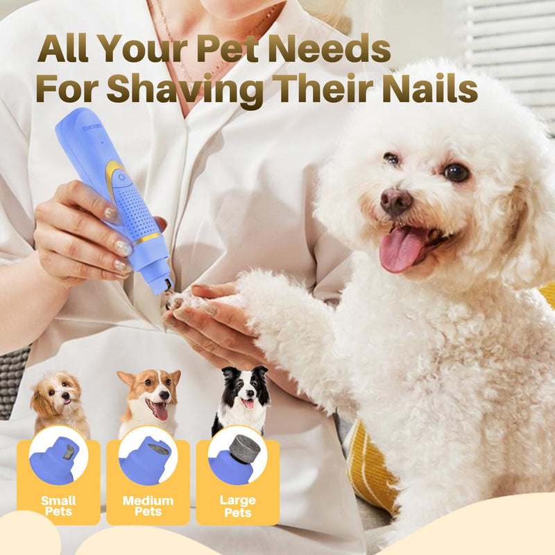 Small Dog Grooming Kit, 4 in 1 Electric Cordless Dog Paw Trimmer with Nail Grinder, Low Noise Dogs Nail Trimmers, IPX7 Waterproof Small Dogs Grooming Clippers for Paws, Ears, Face, Hip Hairl D-blue - PawsPlanet Australia