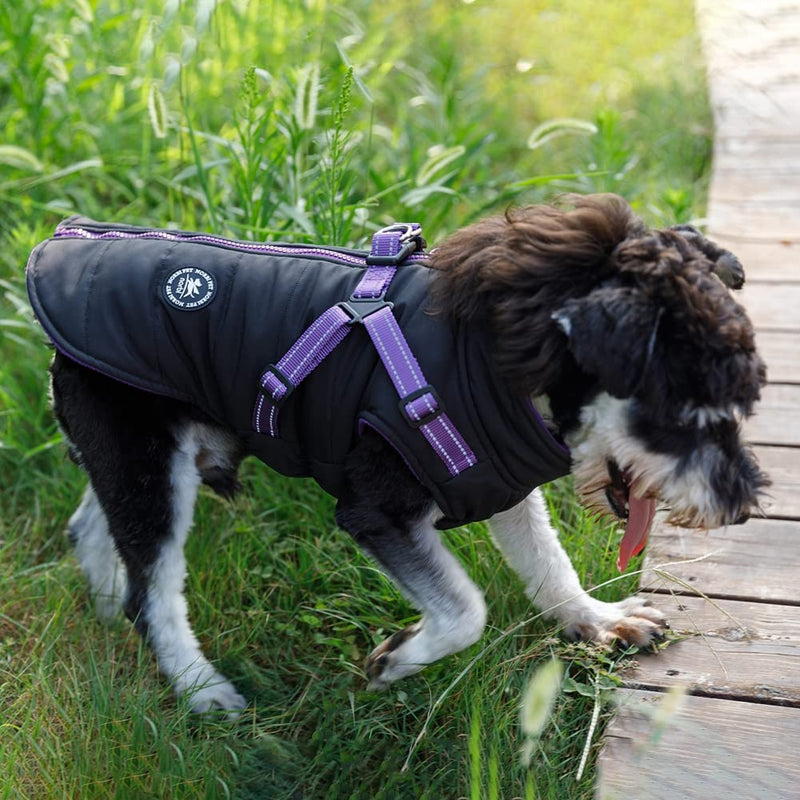 Norbi Pet Warm Jacket Small Dog Vest Harness Wih Leash Puppy Winter 2 in 1 Outfit Cold Weather Coat XL Black - PawsPlanet Australia