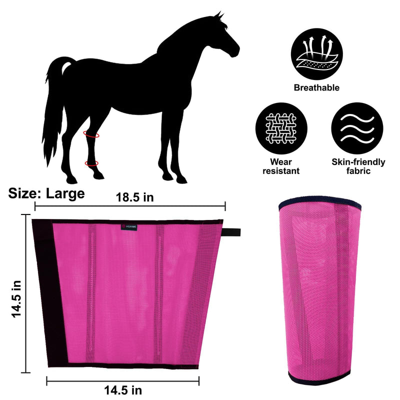 Horse Fly Boots, Breathable Mesh Protection Set of 4, Comfortable Pony Leggings, Breathable Mesh Design, Equines Supplies for Reduce Stomping, Hoof Damage & Leg Fatigue (Rose Red, Large) Rose Red Large (For average horses) - PawsPlanet Australia