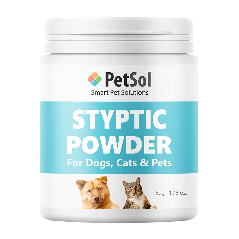 PetSol Styptic Powder For Pets (Large 50g Tub) Stops Bleeding Fast in Dogs, Cats, Birds, Rabbits & Pets, Safe Treatment for Cuts, Nail Clipper Nicks and Grooming First Aid - PawsPlanet Australia