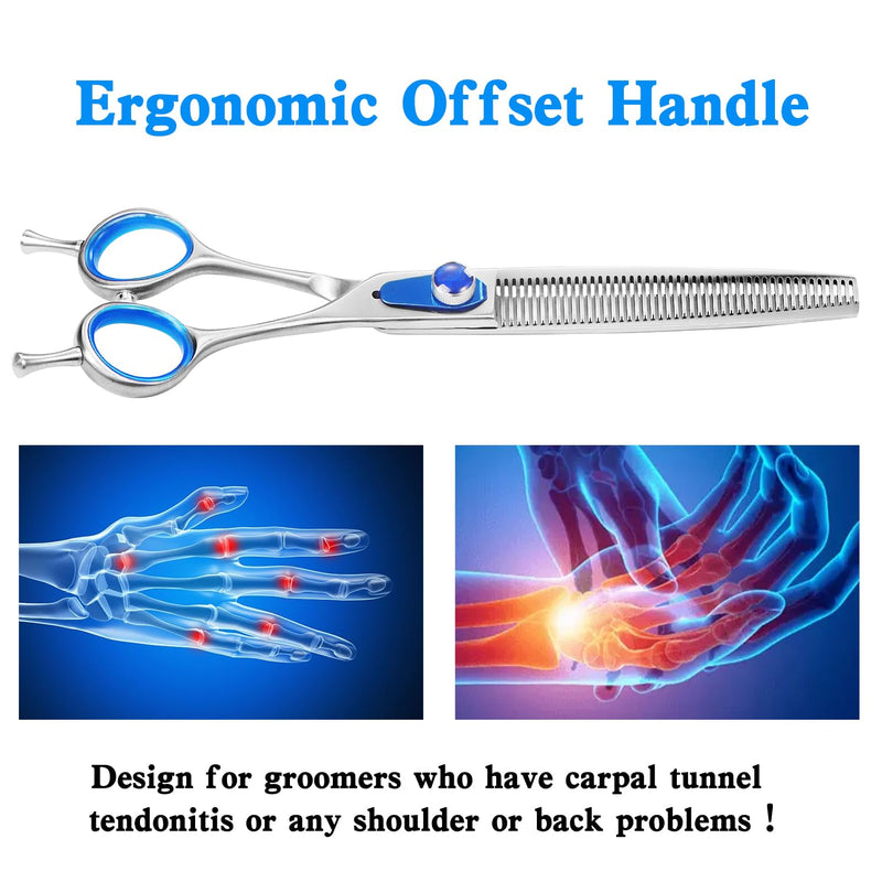 8'' Thinning Shears for Dogs Professional Dog Thinning Shears for Grooming, Japan 440C Stainless Steel Shears,Sharp, Fluffy Heavy Duty Blending Scissor for Pets 8 - PawsPlanet Australia