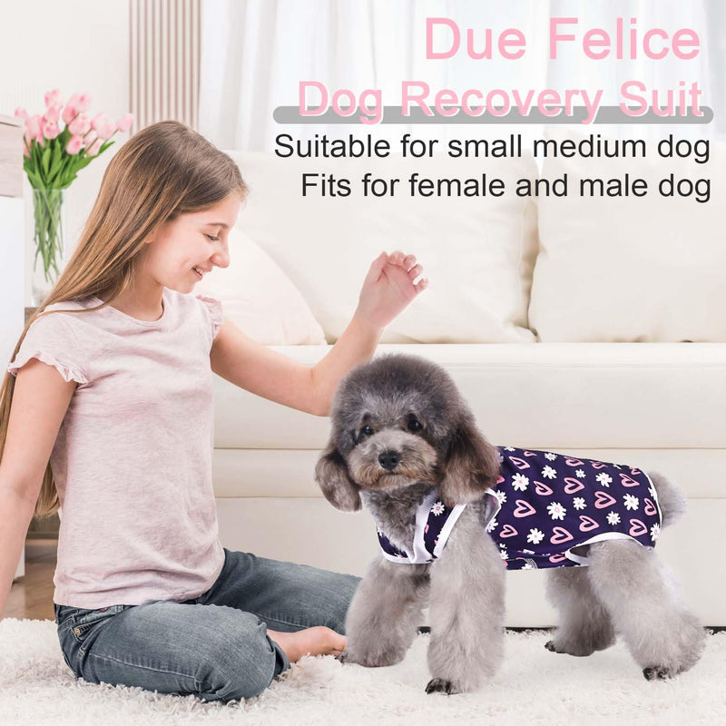 Dog Surgery Recovery Suit Pet Surgical Onesie After Surgery Wear for Female Male Dog Recovery Collar Alternative Love/Flower/Medium Medium Love/Flower-Zipper - PawsPlanet Australia