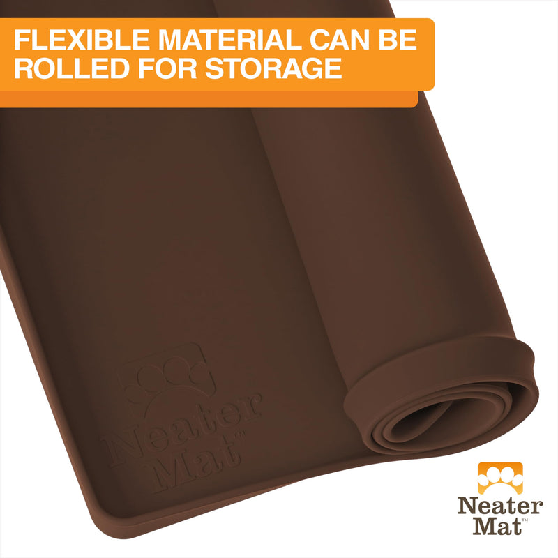 Neater Pet Brands Neater Mat - Waterproof Silicone Pet Bowls Mat - Protect Floors from Food & Water (24" x 16" Silicone, Brown) 24" x 16" - PawsPlanet Australia