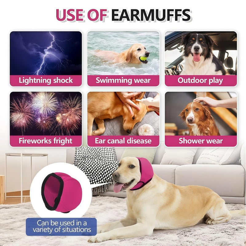 Dog Ear Defenders,QIANSSE Dog Ear Protectors Adjustable Dog Ear Covers for Noise ProtectionDuring Bathing Grooming Thunder Fireworks(M)