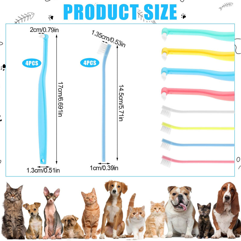 8pcs Small Dog & Cat Toothbrush, 2 Styles Soft Bristle Kitten Teeth Cleaning Brush Micro Head Pets Toothbrush Dental Care Supplies Accessories for Puppy Kitty Reduce Tartar Formation & Bad Breath - PawsPlanet Australia