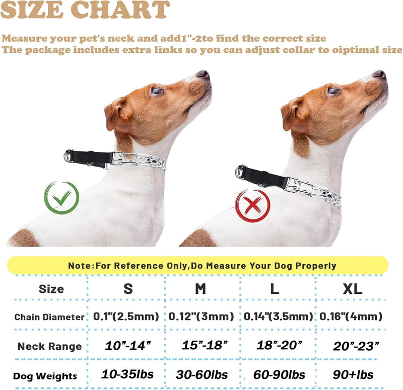 Pinch Collar - Adjustable Prong Collar for Small to Large Dogs with Comfort Rubber Tips (L, 18'-20') L (Neck:18''-20'' Weight：60-90 lbs) Luxury Silver - PawsPlanet Australia