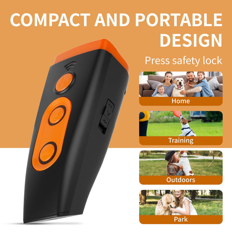 Ultrasonic Dog Bark Deterrent Device - 3X Sonic Emitters, 50ft Range | 6 Adjustable Modes w/Beep & Flashlight | Rechargeable, Safe for Small/Medium/Large Dogs | Indoor & Outdoor Use