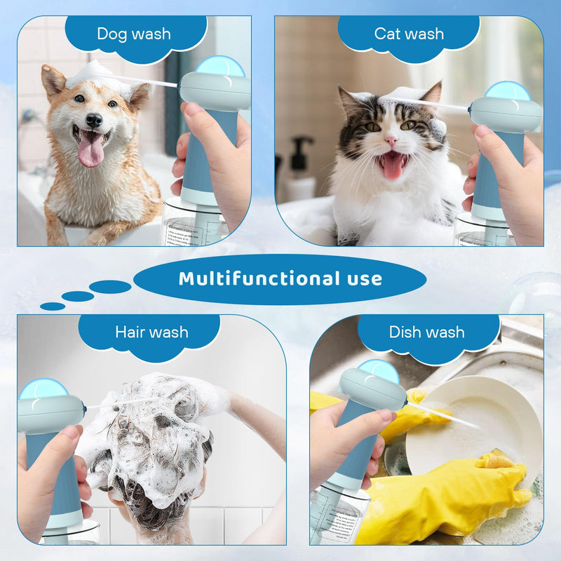 Electric Dog Shampoo Dispenser,IPX7 Cat Shampoo Sprayer,Pet Bath Supplies Automatic Foaming Shampoo Dispenser for Dog Deep Cleaing,Kitchen Sink，Bathroom Blue - PawsPlanet Australia