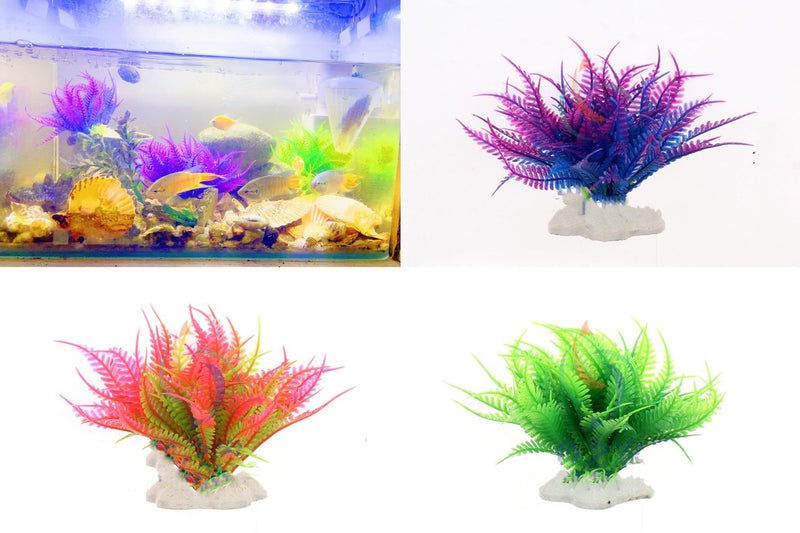 4.33 inches Aquarium Plastic Plants Fish Tank Costume (Green.)-2Pcs Green. - PawsPlanet Australia