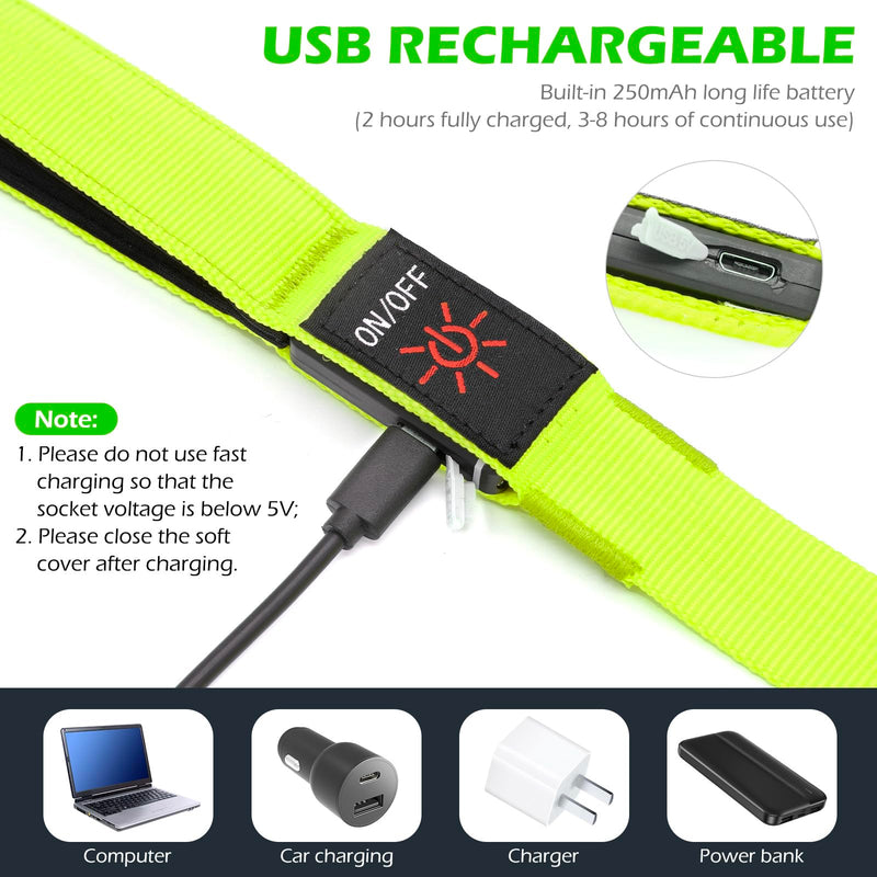 LED Dog Leash Light Up 4 Feet Micro USB Rechargeable Nylon Webbing Glow Safety Standard by Bpawser (Green) Green - PawsPlanet Australia
