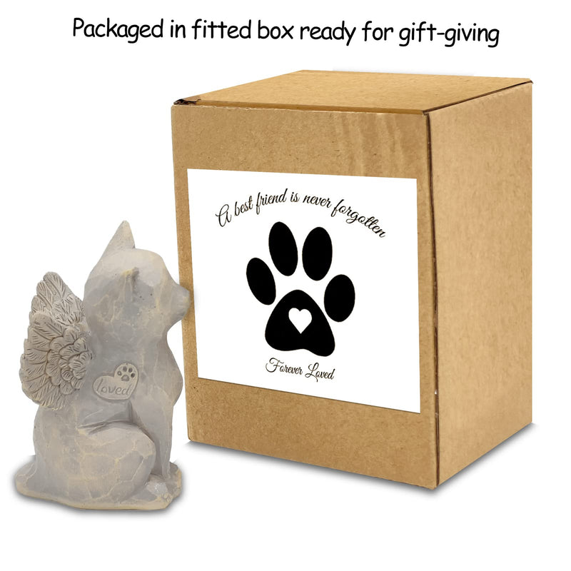 Cat Angel Memorial Figurine, Gray, Resin Sculpture for Cat Lovers, Pet Loss Gift, Hand-Painted Natural-love My Cat (Gray) - PawsPlanet Australia