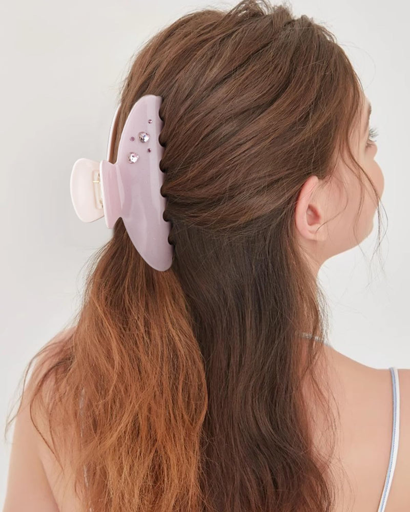 MAORULU Cute Claw Clip for Women – 4'' Large Acetate Hair Clips for Thick Thin Curly Long Hair, Rhinestone Jaw Clip Non-slip Hair Clamps, Strong Hold, Stylish French Design (Pink Rhinestone Clips) Pink Rhinestone Clips - PawsPlanet Australia