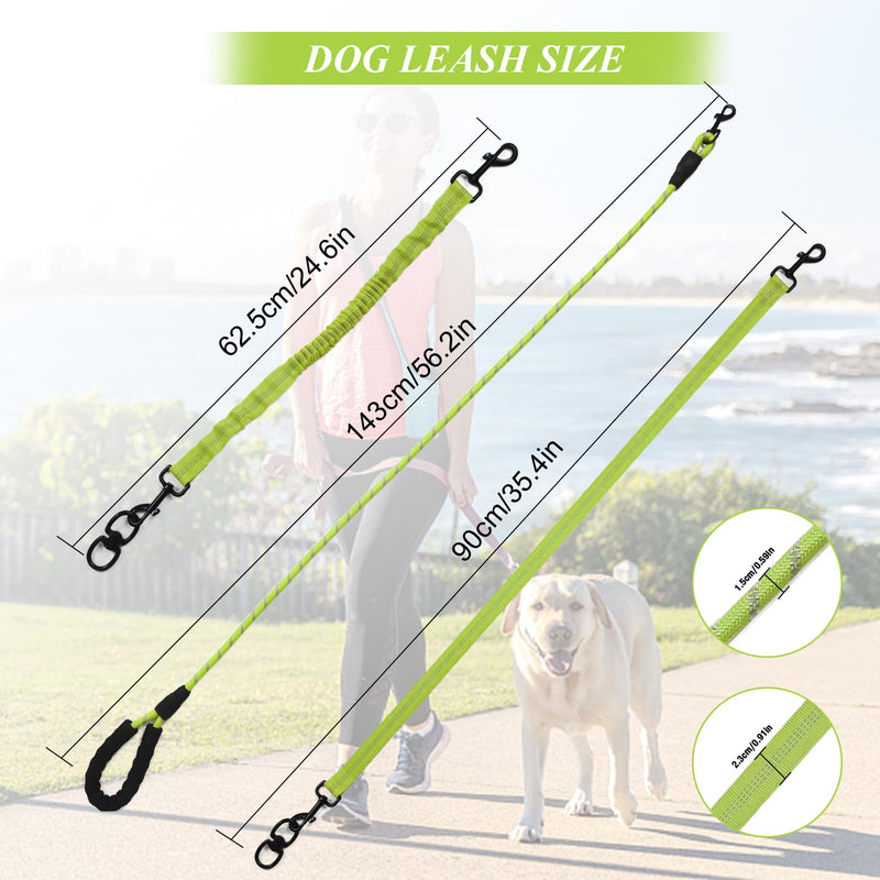 Dog Double Leashes,Rope Bungee Three Leash with Padded Handle Removable for 3 Dogs,Tangle-Free, Padded Handles, 360° Swivel Control (Green, 3 Way) Green - PawsPlanet Australia
