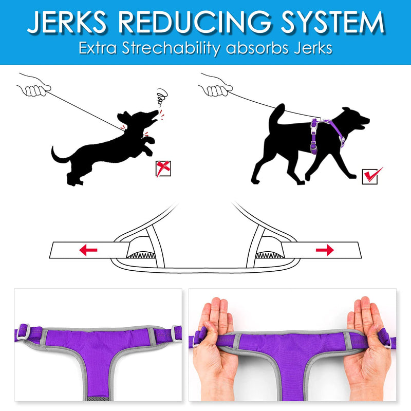 ThinkPet No Pull Harness Breathable Sport Vest with Handle-Dog Harnesses Reflective Adjustable for Medium Large Dogs Purple M(Chest:15"-28") - PawsPlanet Australia