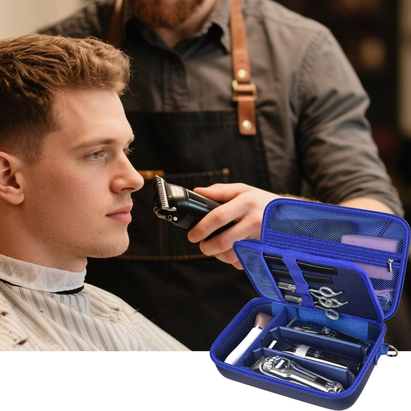 Barber Case for Hair Clippers Cutting Supplies, Trimmer Accessories Organizer for Wahl/for Ufree/for Andis Men Women Razor Grooming Kits, for Oneisal Dog Shaver- Travel Bag Only (Blue) Blue