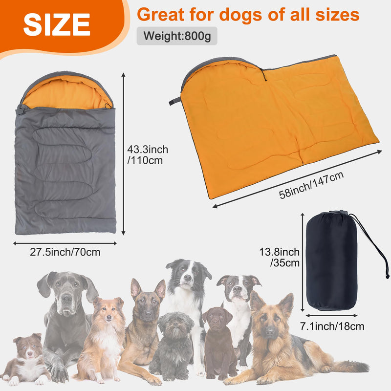 OROOTL Dog Sleeping Bag with Storage Bag, Portable Waterproof Warm Bed for Pets Traveling Camping Hiking Backpacking Puppy Sleeping Bag Indoor Outdoor Cold Weather Pet Gear Orange - PawsPlanet Australia