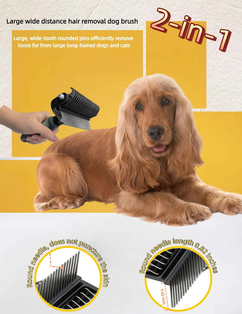 3-in-1 Deshedding Dog Brush, Deshedding Dog Grooming Brush & Undercoat Rake with Dematting Comb for medium to Large Double Coated, 3PCS, Peacock Green ? - PawsPlanet Australia