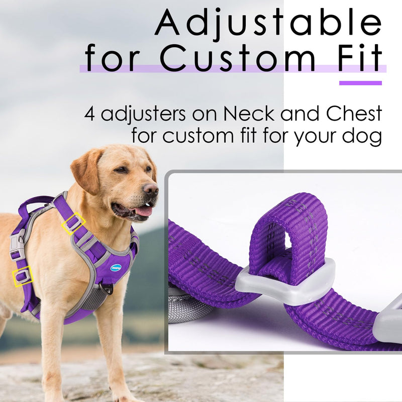 ThinkPet No Pull Harness Breathable Sport Vest with Handle-Dog Harnesses Reflective Adjustable for Medium Large Dogs Purple M(Chest:15"-28") - PawsPlanet Australia